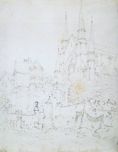 West Window, Worcester Katedrali (beyaz kağıt üzerine kalem) by Joseph Mallord William Turner