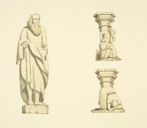 St Mary Redcliffe Kulesi nişlerinde şekil ve iki kafes kiriş (kağıt üzerine suluboya) by Joseph Manning