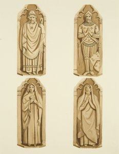 St Mark's sunağının her iki tarafında Clarke tarafından yapılan kapıları süsleyen dört figür (kağıt üzerine sulu boya) by Joseph Manning