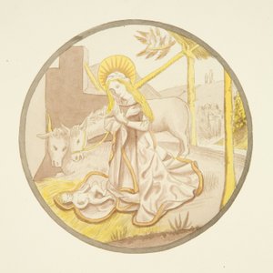 Piskoposluk Sarayı'nın özel şapelinin penceresindeki vitray: The Nativity (kağıt üzerine sulu boya) by Joseph Manning