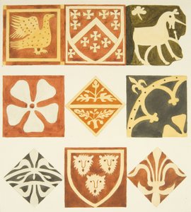 Vestiyer odasındaki fayanslar ve Bristol Katedrali zemininin çeşitli kısımları (kağıt üzerine sulu boya) by Joseph Manning