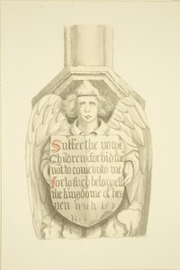 St Mary Redcliffe organının yakınında, güney batı açısında sütuna karşı kafes (kağıt üzerine suluboya) by Joseph Manning