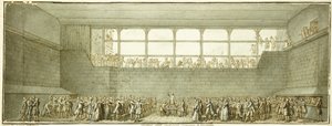 Tenis Kortu Yemini, c.1789 (siyah tebeşir, tükenmez kalem ve gri renkli kahverengi mürekkep) by Joseph Marie Flouest