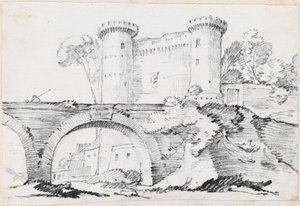 Bir Taş Köprü ve Bir Kasabanın Müstahkem Girişi by Joseph Marie Vien
