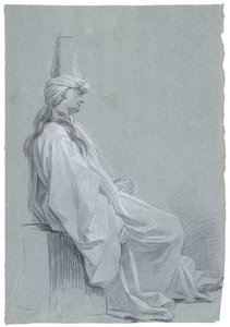 Doğu Kostümlü Oturan Genç Bir Adam, 1748 (kağıt üzerine tebeşir) by Joseph Marie Vien