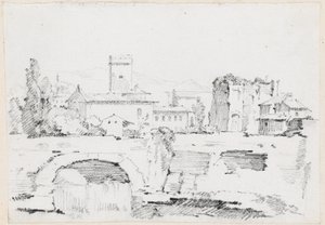 Taş Köprülü ve Şelaleli Bir İtalyan Kasabası by Joseph Marie Vien