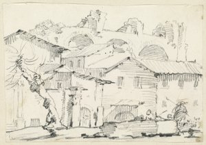 Ötesinde Maxentius Bazilikası ile Forumun Kuzey Tarafındaki Evler by Joseph Marie Vien