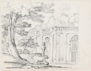 Bir İtalyan Bahçesinde Loggia ve Heykel by Joseph Marie Vien