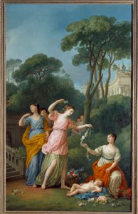 Genç Yunan Kadınları Ayrılık Çiçekleri Uyuyan Aşk Tablosu Joseph Marie Vien (1716-1809) 1773 Güneş. 3,35x1,94 m