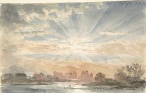 Yükselen Güneşli Manzara, 1 Aralık 1828, 8:30, 1828. by Joseph Michael Gandy