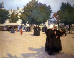 Köy Meydanı, Brittany (tuval üzerine yağlı boya)