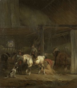 At Ahırı, c.1830-1840 (panel üzerine yağlıboya) by Joseph Moerenhout