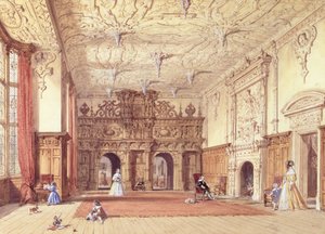Crewe Hall, Cheshire (tuvalet ve guaj boya) by Joseph Nash