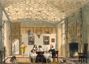 Ortaçağ aile yemeği, Wakehurst Place, Surrey, c1600. by Joseph Nash