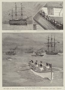 Greenhithe'deki HMS Worcester Deniz Harbiyelileri ile HMS Conway Arasındaki Yarış by Joseph Nash