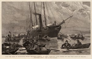 Edinburgh Dükü Yardım Filosu ile, HMS Goshawk'ın İrlanda'nın Batı Kıyısı açıklarında Achill ve Clare Adaları arasında Mağazalarla Gelişi by Joseph Nash