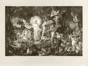 Kavga - Oberon ve Titania (fotogravür) by Joseph Noel Paton