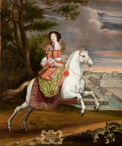 Catherine de Neufville de Villeroy'un atlı portresi, Armagnac Kontesi 1639-1707, 1670'ler.