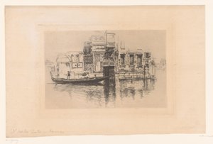 Bir kanal üzerinde gondol Venedik