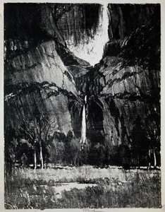 Şelalenin dibinde, Joseph Pennell (1857-1926), gravür by Joseph Pennell