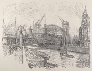 Friedrichstrasse İstasyonunun İnşası by Joseph Pennell