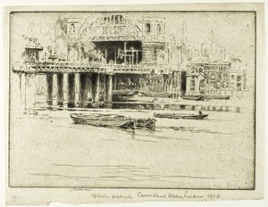 Cannon Street İstasyonu, nehirden by Joseph Pennell