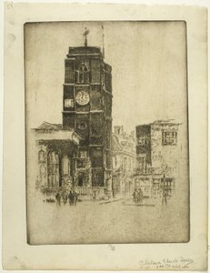 Chelsea Kilisesi Kulesi by Joseph Pennell