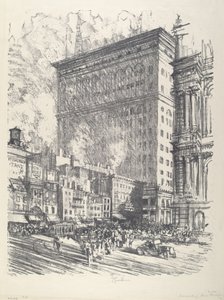 Belediye Meydanı ve Wanamaker Binası, 1912. by Joseph Pennell