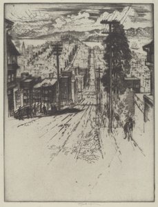 Aşağı ve Yukarı Tepelerden Körfeze, San Francisco by Joseph Pennell