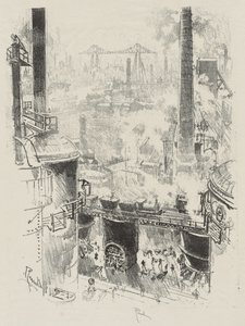 İngiliz Savaş Çalışması: Fırınların Tepelerinden by Joseph Pennell