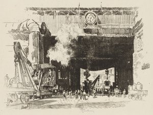 İngiliz Savaş Çalışması: Büyük Dükkanın Büyük Kapısı by Joseph Pennell