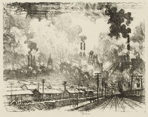 İngiliz Savaş Çalışması: Kömür Madenleri by Joseph Pennell