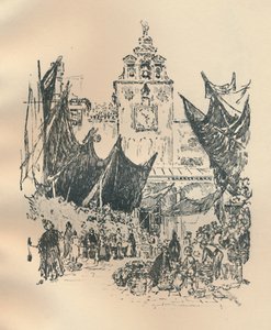 Çiçek Pazarı, Venedik, 19. yüzyıl sonu - 20. yüzyıl başı, 1925. by Joseph Pennell