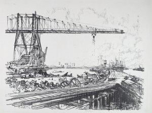 Fransız Kanalı ve Amerikan Vinçleri, 1912. by Joseph Pennell