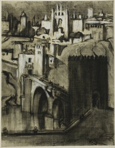 Yamacın Etrafında Teraslanmış Sarayların Şeritleri, Toledo by Joseph Pennell