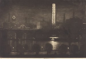 Londra Gecesi, Viski ve Çay by Joseph Pennell