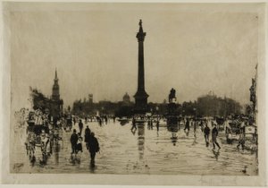 Nelson Anıtı, Trafalgar Meydanı, Londra by Joseph Pennell