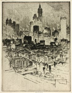 Brooklyn Köprüsü'nden New York by Joseph Pennell