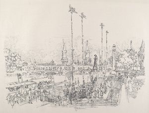 Oberbaum Köprüsü, Berlin, 1921. by Joseph Pennell