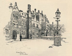 Eski Charterhouse: Masters Court, 1886 by Joseph Pennell
