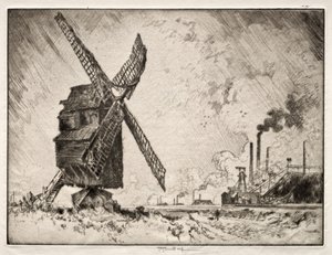 Eski ve Yeni Değirmenler, Valenciennes, Fransa by Joseph Pennell