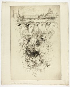 Waterloo Köprüsü, Kilise ve İş Üzerinden by Joseph Pennell