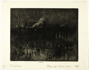 Yağmurlu Gece, Charing Cross İstasyonu by Joseph Pennell