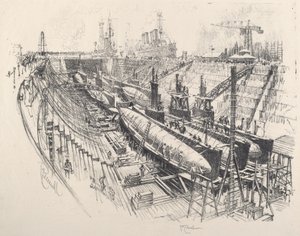 Kuru Havuzdaki Denizaltılar by Joseph Pennell