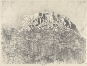 Akropolis üzerinde gün doğumu, 1913. by Joseph Pennell