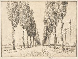 Valenciennes yakınlarındaki cadde by Joseph Pennell