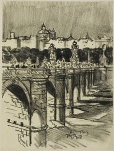 Toledo Köprüsü, Madrid by Joseph Pennell