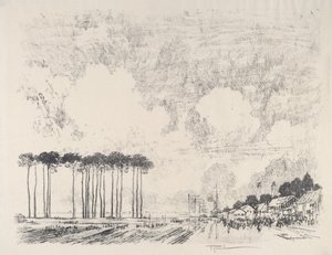 Biniş Kampı, Klasik Koru, 1917. by Joseph Pennell