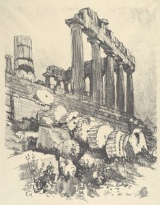 Düşmüş Sütun, Atina, 1913. by Joseph Pennell
