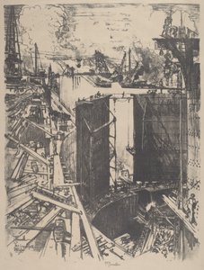 Muhafız Kapısı, Gatun Kilidi by Joseph Pennell